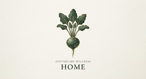 Botanical line-art illustration on a clay-toned background.